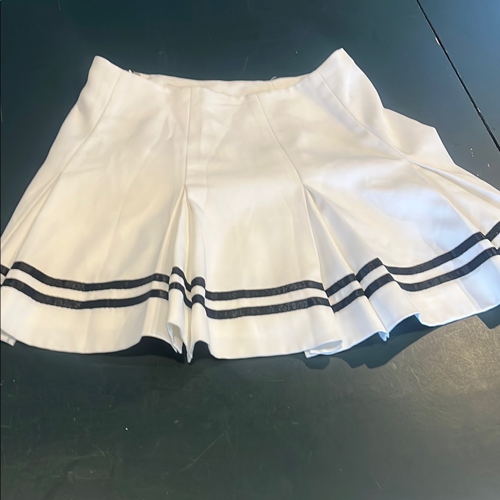 Elegant White Skirt with Black Stripes